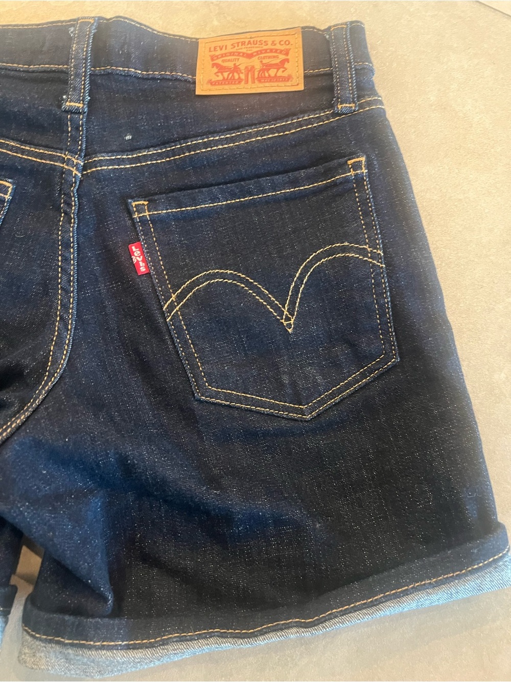 Levi's Dark Indigo Rolled Hem Jean Shorts